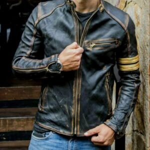 Vintage Distressed Sheepskin Leather Jacket – Men's
