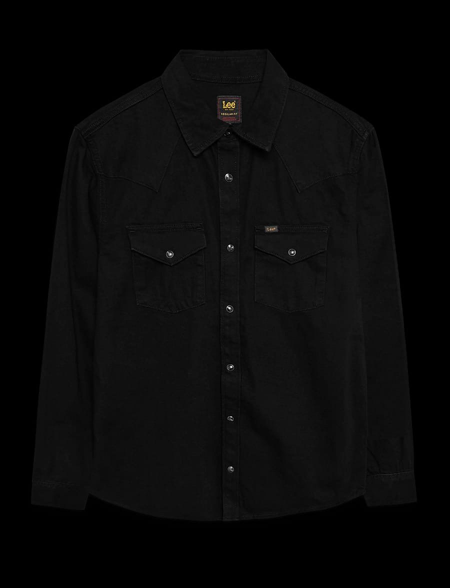 Men’s Black Regular Fit Denim Shirt – Long Sleeve Button-Up - Image 9
