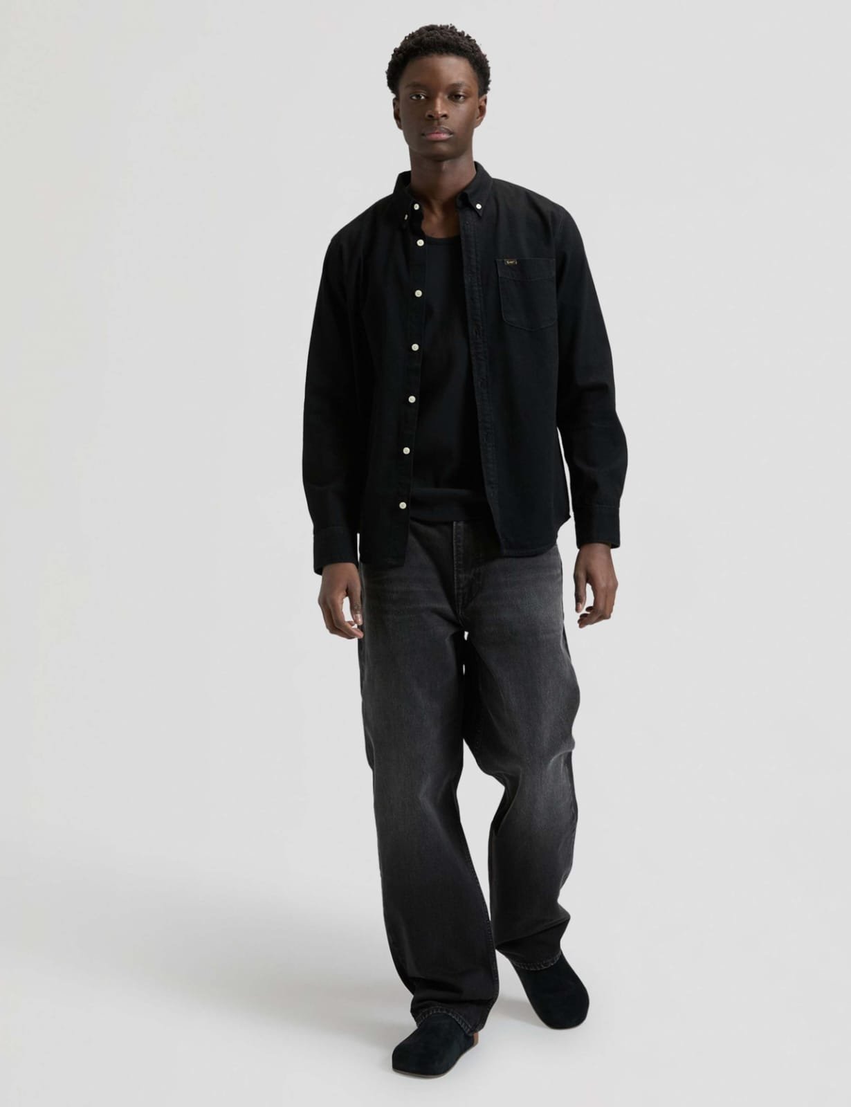 Men’s Black Regular Fit Denim Shirt – Long Sleeve Button-Up - Image 4