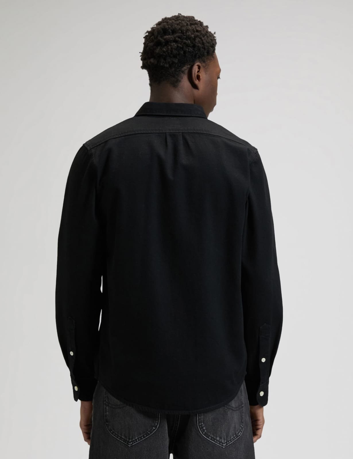 Men’s Black Regular Fit Denim Shirt – Long Sleeve Button-Up - Image 3